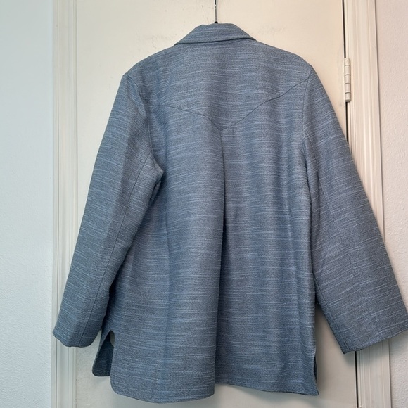GANNI Blue Slub Recycled Polyester and Linen Blend Jacket Size 34EU - Picture 7 of 10